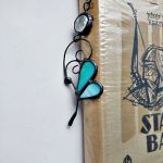 zakładka do książki motylek turkusowy , witraż - witraż motylek