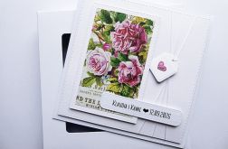 Romantyczna kartka ślubna z różami handmade
