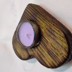 Świecznik drewniany świerk Shou Sugi Ban mchowy, Romy No. 22 - 