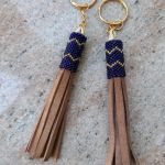 Brelok, brelok skórzany, brelok z koralikami - 