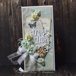 Mr & Mrs - kartka ślubna z motylem
