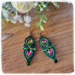 Kolczyki sutasz soutache Zielone Rainbow  - Soutage