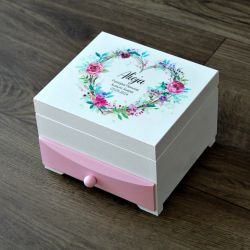 Szkatułka z lusterkiem - Kwiatowe serce