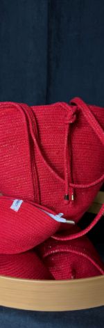 Czerwona Świąteczna Torba z Sznurka Bawełnianego