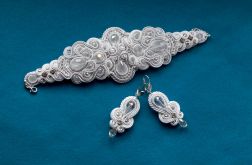 Komplet Biało-Srebrzysty & Kryształy