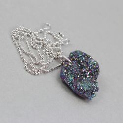 Tytanowa druza kwarcu i srebro - wisior