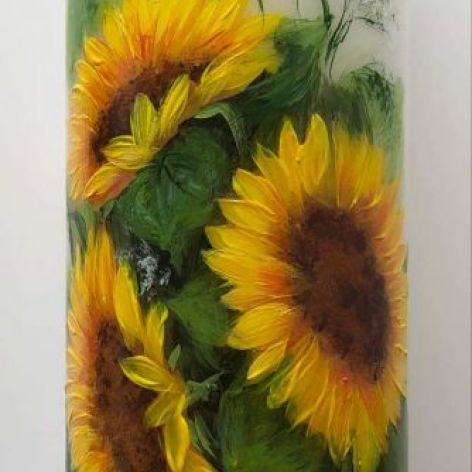 Świeca ręcznie malowana słoneczniki