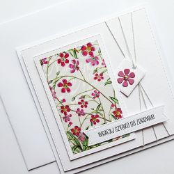 Kartka powrotu do zdrowia różowe kwiatki 