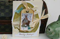 Kartka wielkanocna-oliwkowa wiosna rezerwacja