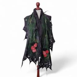 SZAL SZALIK JEDWABNO WEŁNIANY róże Feltmondo