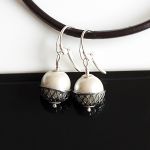 Perły w koszyczku - kolczyki - perła Seashell - kolczyki