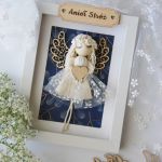 Makramowy anioł w ramce na urodziny itp. - 