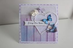 Kartka na Dzień Babci liiowe serce