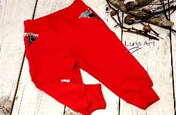 Spodnie z kieszeniami czerwone r.128 i 134