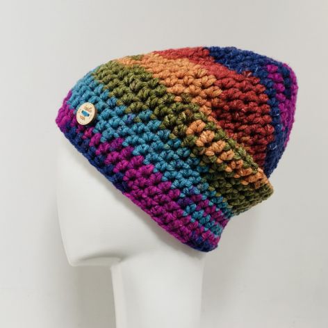 Gruba czapka beanie smerf kolorowa szydełkowa 8