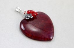 Agat smoczy srebro jadeit i srebro - wisior