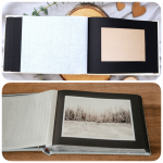 Lniany album z haftem - motyw rośliny - 