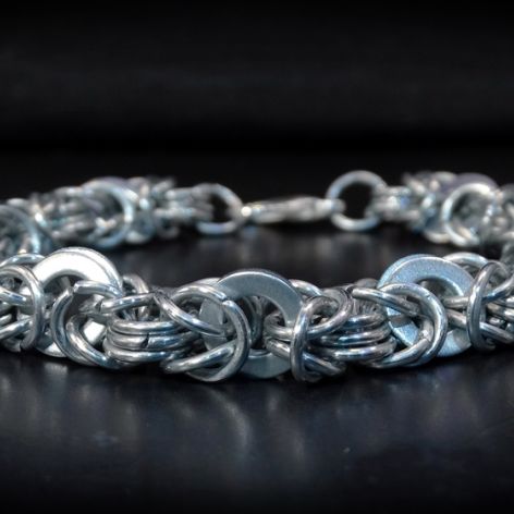 Bransoletka męska chainmaille industrial podkładki