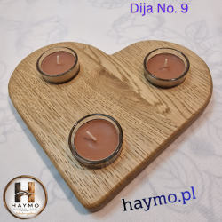 Świecznik drewniany dąb serce wyraziste słoje, Dija No. 9