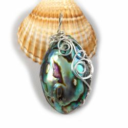 Srebrny wisior z muszlą Abalone wire wrapped