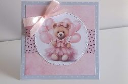 Kartka na Roczek Chrzest z misiem