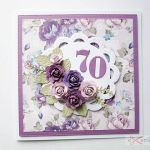 Kartka URODZINOWA z fioletowymi różami - Kartka Urodzinowa z fioletowymi różami