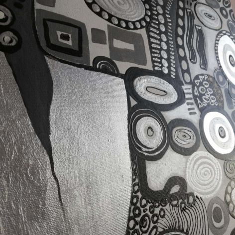 Ręcznie malowany 45x90 cm, inspiracja Klimtem
