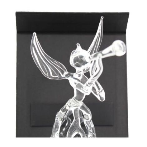 Anioł z trąbką ażurowy szklany stojący (24 cm)