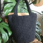 Torebka damska,na ramię, koszyk ze sznurka,grafitowa. - 