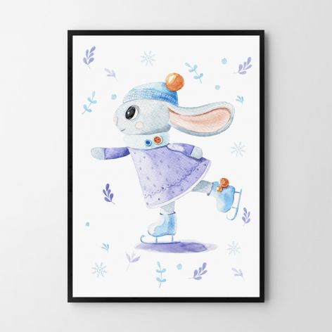 Plakat, obrazek świąteczny króliczek 50X70 B2