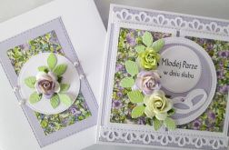 Kartka MŁODEJ PARZE fioletowo-limonkowa