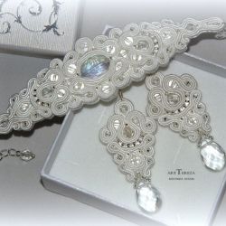 kolczyki i bransoletka ślubna sutasz