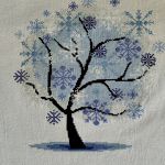 Ręcznie haftowana poszewka zimowa - zimowe drzewko– dekoracyjna poszewka na poduszkę - 