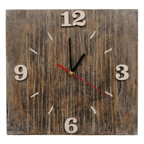 Zegar ścienny drewniany kwadrat postarzany