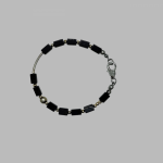 Elegancka bransoletka z Onyksu i srebra p.925 - Bransoletka talizman z Onyksu i srebra