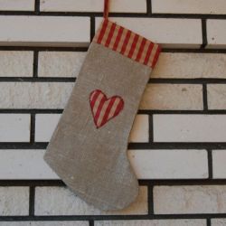 Lniana skarpeta świąteczna