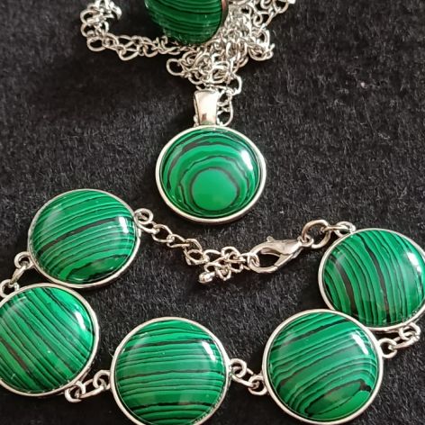 Komplet biżuterii z malachitem