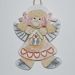 Mam nowy dom - aniołek z masy solnej, prezent, dekoracja