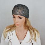 Czapka grafitowa dla p. Edyty - czapka ażurowa