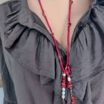 Naszyjnik Czerwone Korale Długie Koralowiec Perły I Hematyt 25.153 - 