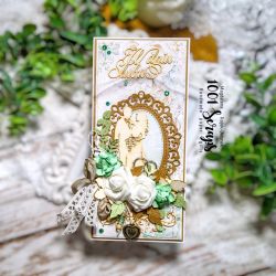 Elegancka i delikatna kartka ślubna w pudełku