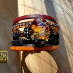 Fire - bransoletka z żywicy i rzemieni - 