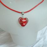 Szkło weneckie - czerwone serce, piękny wisiorek - 