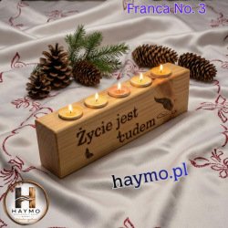 Świecznik świerkowy z grawerem Franca No. 3