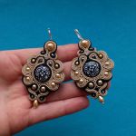 Kolczyki sutasz Beżowe z Czarnym - 