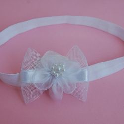 Opaska niemowlęca - "Kokardka w bieli"