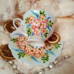 Kwiatowy komplet ręcznie malowany 200 ml. - ręcznie malowane