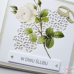 Kartka W DNIU ŚLUBU z różą - Biało-beżowa kartka na ślub