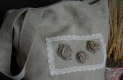 Lniana, rustykalna torba z "obrazem"