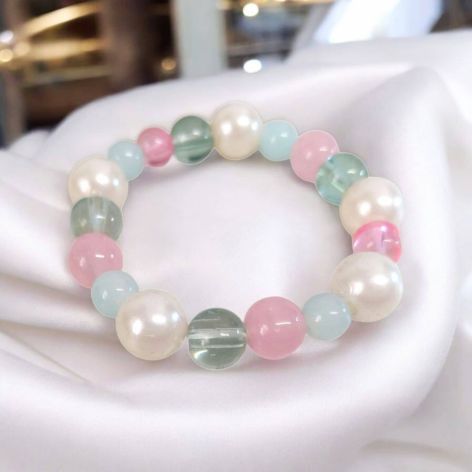 Bransoletka na gumce róż błękit